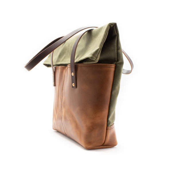 Canvas and leather online tote