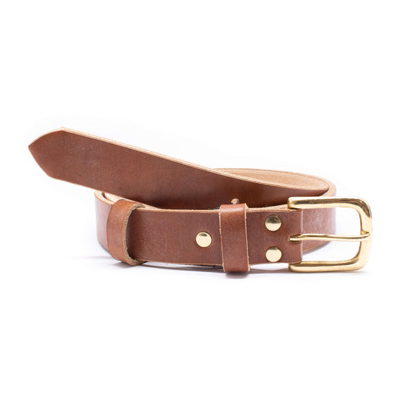 Sample & Seconds Sale: Raw Edge Leather Belt, 1.25" OBT, Brown