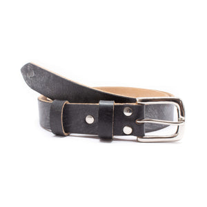 Sample & Seconds Sale: Raw Edge Leather Belt, 1.25" OBT, Black