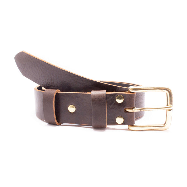 Sample & Seconds Sale: Raw Edge Leather Belt, 1.5", Italian, Tumbled Cocoa