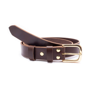 Sample & Seconds Sale: Raw Edge Leather Belt, 1.25", Italian, Cocoa